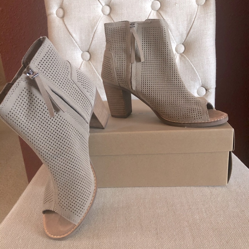 TOMS Peep Toe Suede Bootie